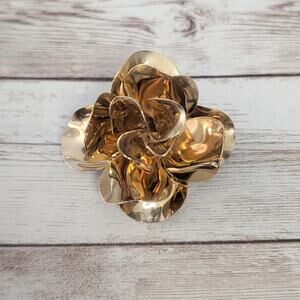 Vintage Jeri-Lou Scarf Clip Large 3D Flower Statement - Gold Tone